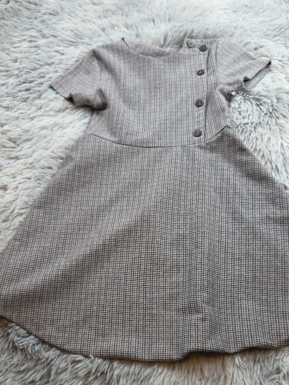Zara Girls Plaid Dress in Tan and Black